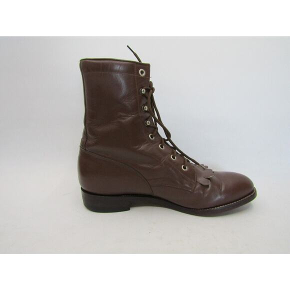 TONY LAMA George Straight Mens Sz 8.5 B Brown Leather Lace Up Kilt Cowboy Boots main image 10